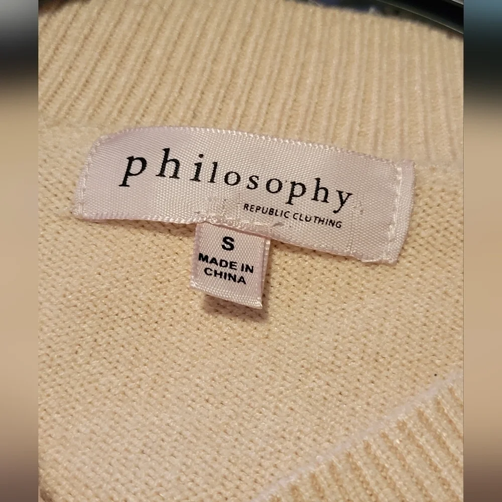 Philosophy long sleeve knit tan womens V neck sweater Sz S